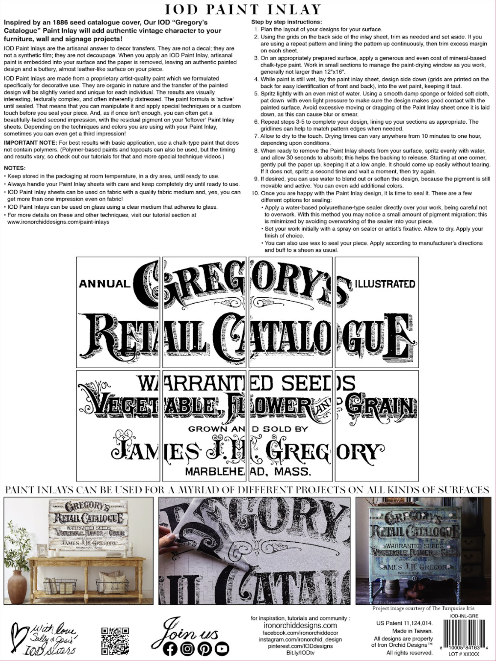 Iron Orchid Designs Gregory's Catalougue Paint Inlay 12" x 16" pad