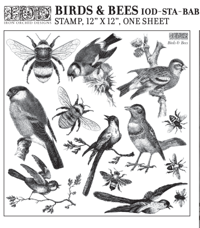 Iron Orchid Designs Birds & Bees 12×12 IOD STAMP