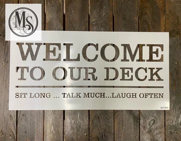 Muddaritaville Stencil:  Welcome to our Deck: S0733A